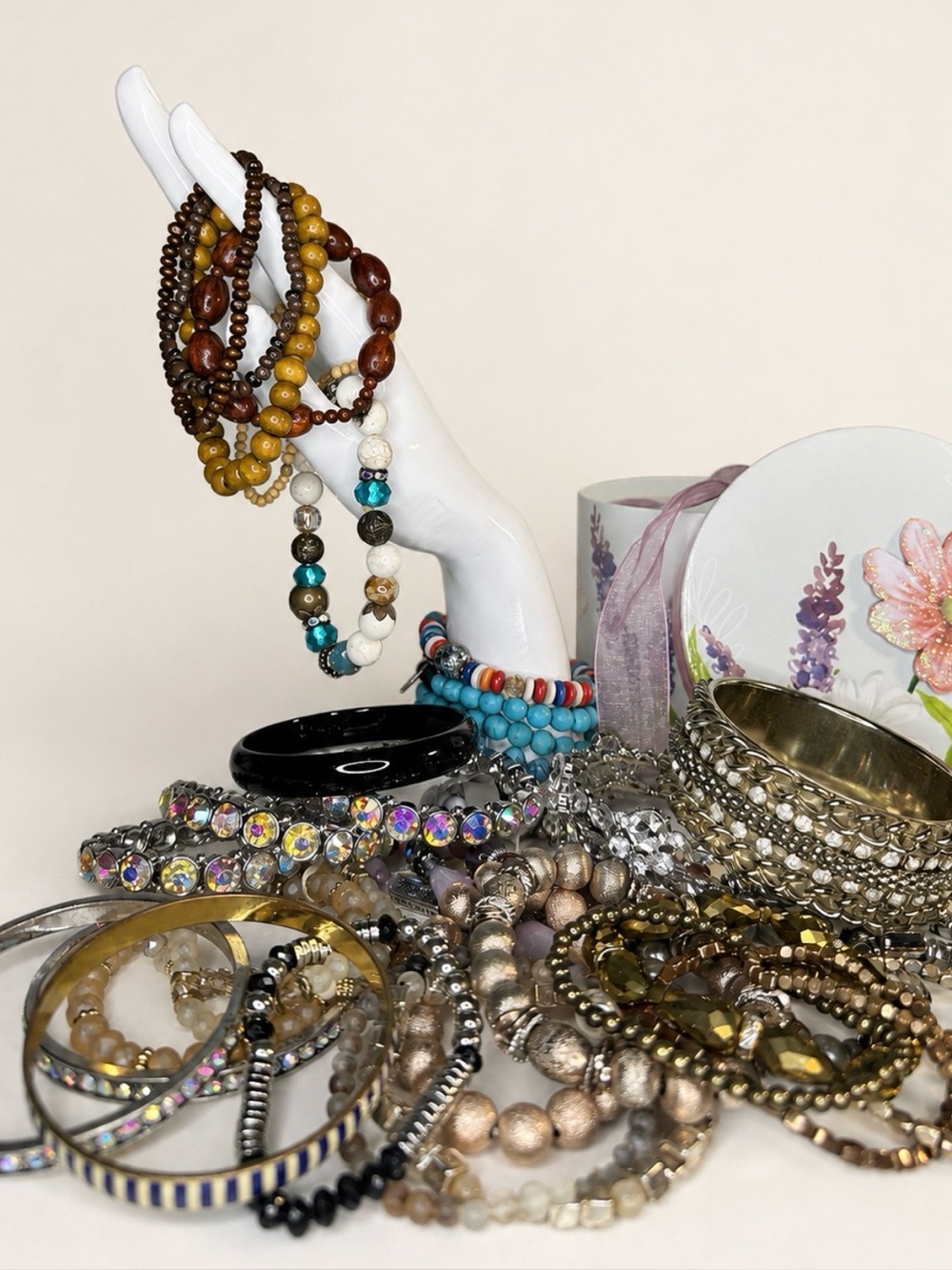 Beaded Multi-Color Stretch Bracelet Set - Women Jewelry